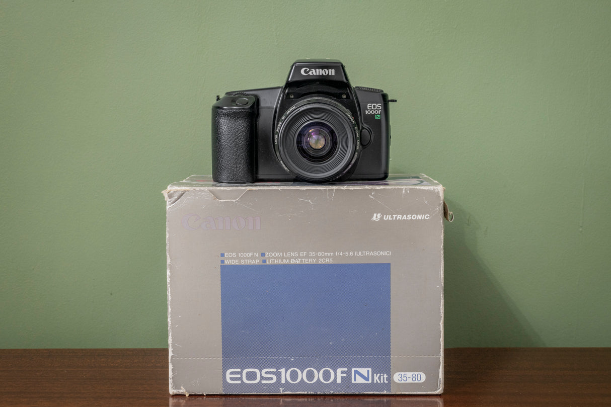 Boxed Canon EOS 1000F 35mm SLR Film Camera Kit with Canon 35-80mm USM Lens