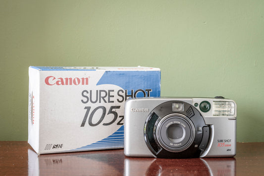 Boxed Canon Sure Shot 105mm Zoom 35mm Point and Shoot Film Camera