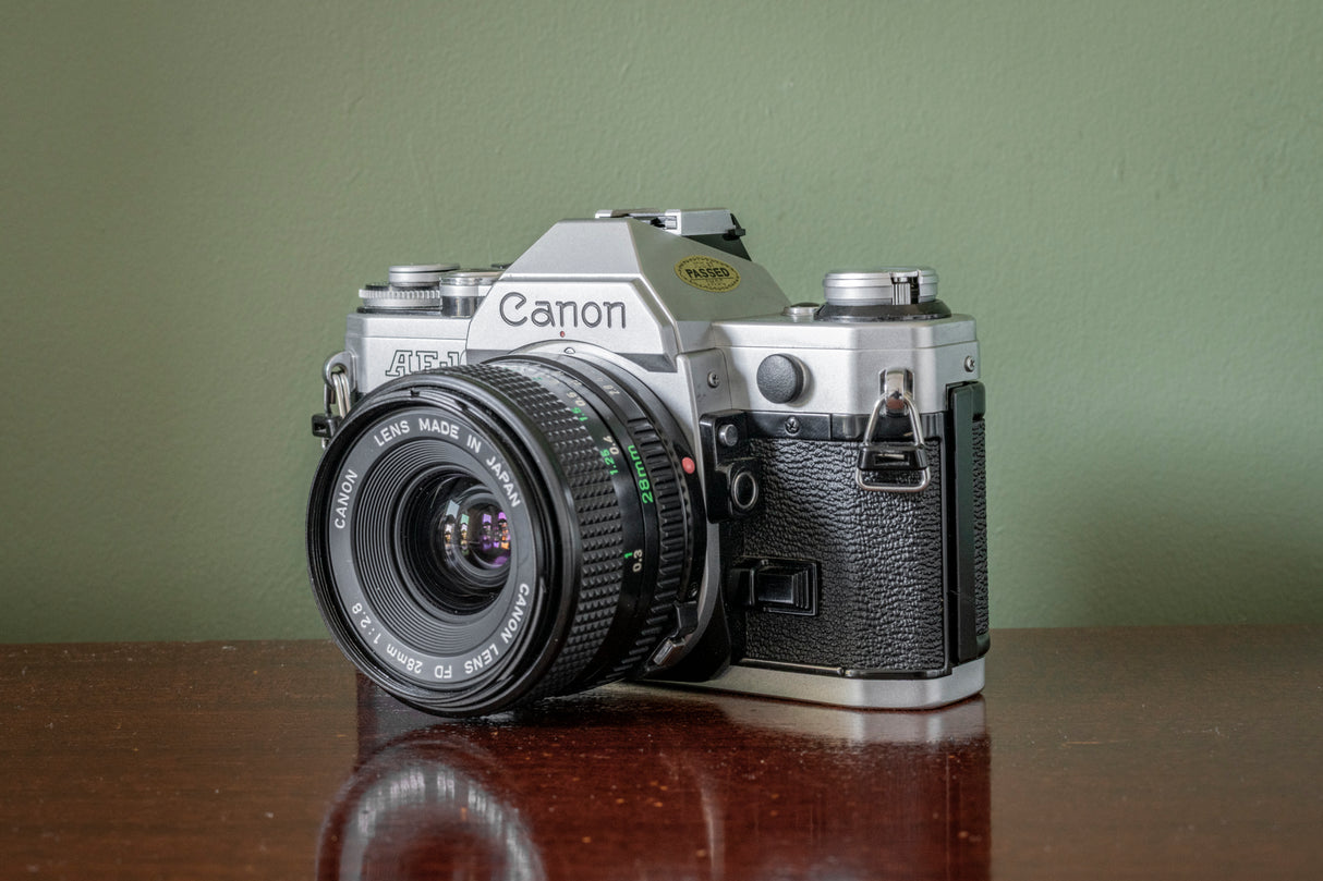 STUNNING Canon AE1 35mm SLR Film Camera + Canon 28mm F2.8 FD Lens