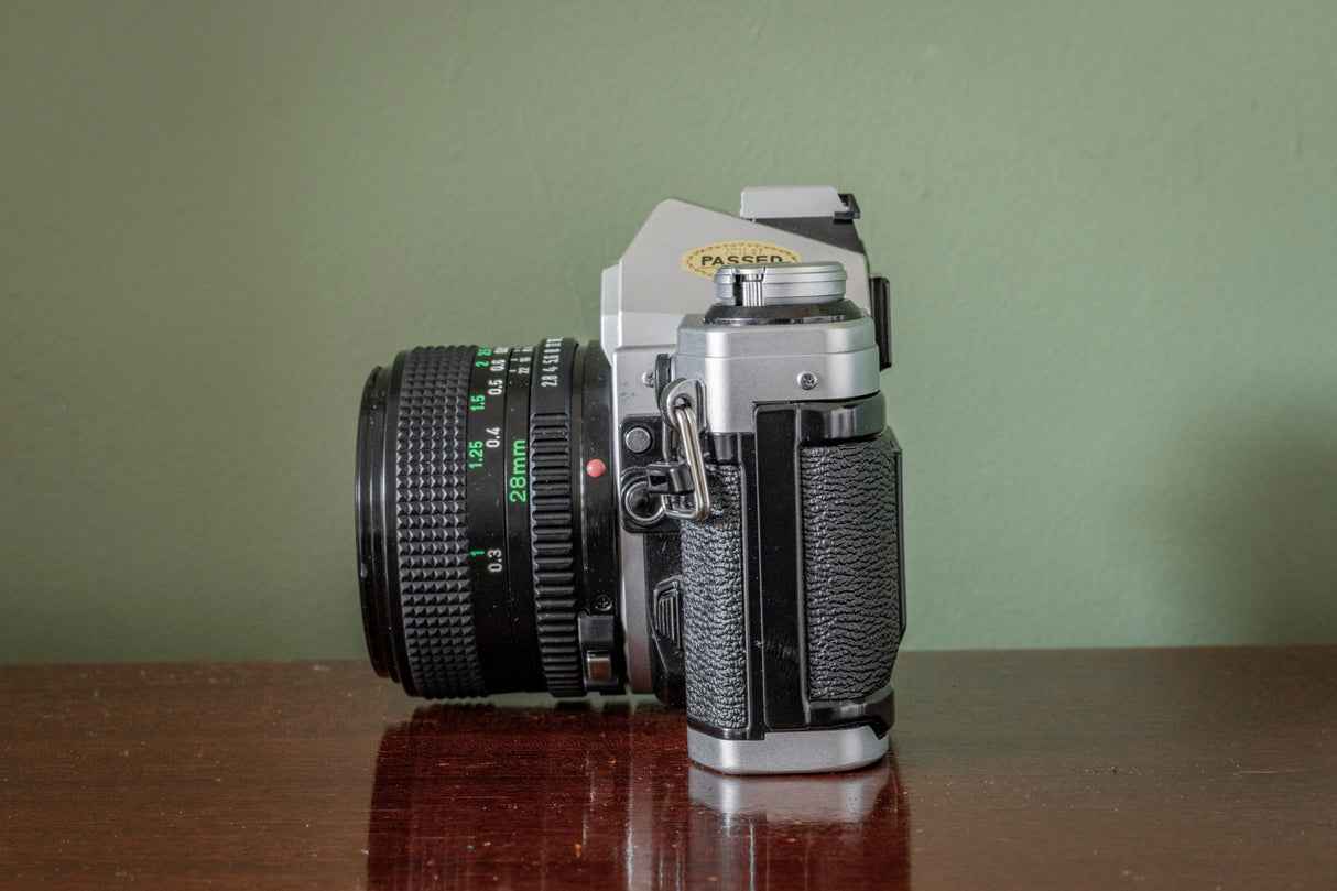 STUNNING Canon AE1 35mm SLR Film Camera + Canon 28mm F2.8 FD Lens