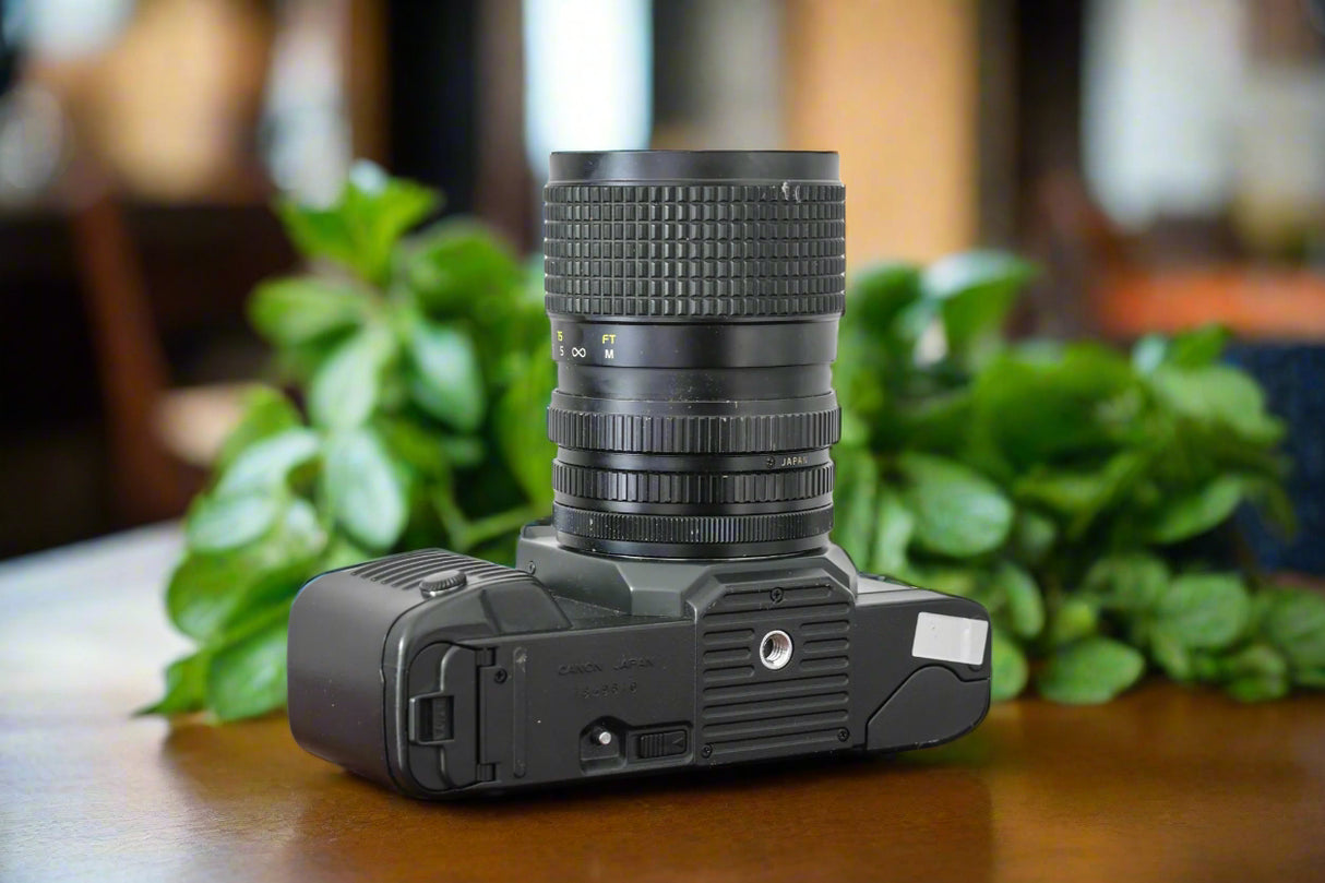 1980s Canon T70 35mm SLR Film Camera with Tokina 28-85mm Zoom Lens