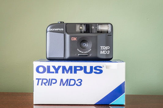 New Boxed Olympus Trip MD3 35mm Point and Shoot Film Camera - Black