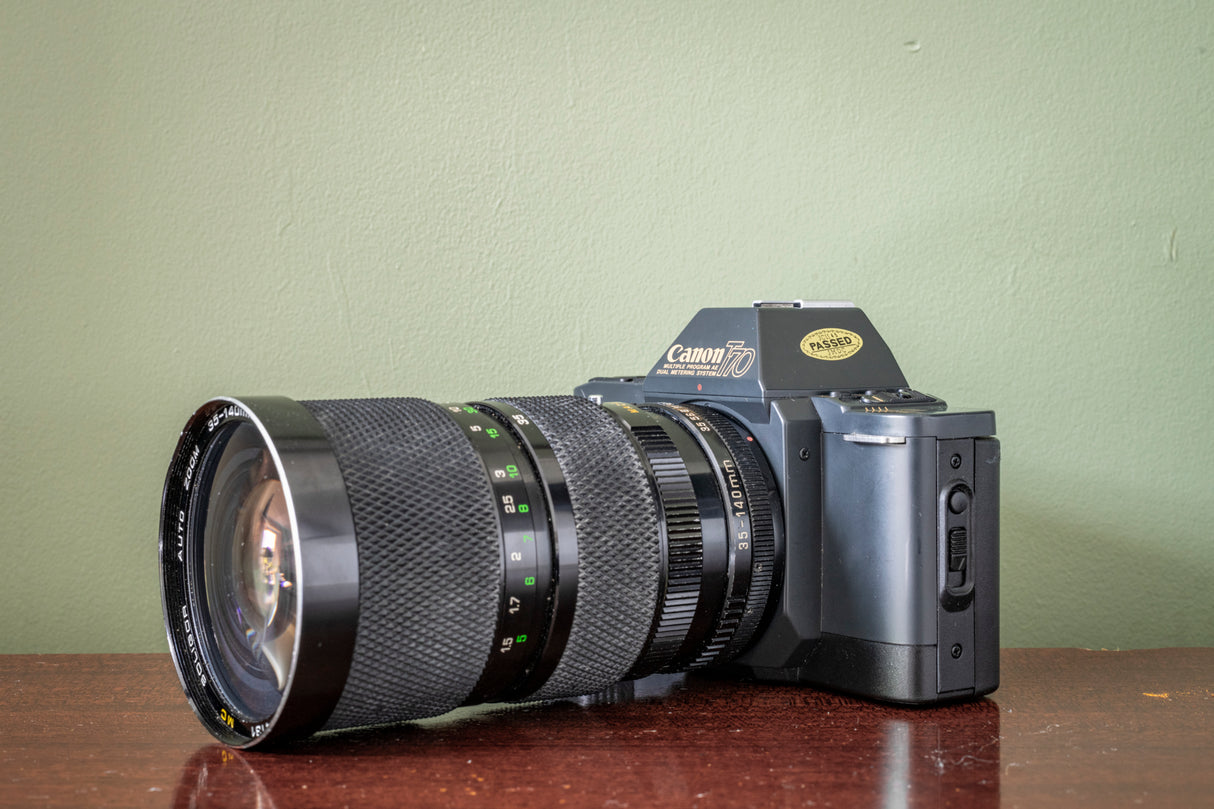 MINT 1980s Canon T70 35m SLR Film Camera BUNDLE with 2 Lenses!