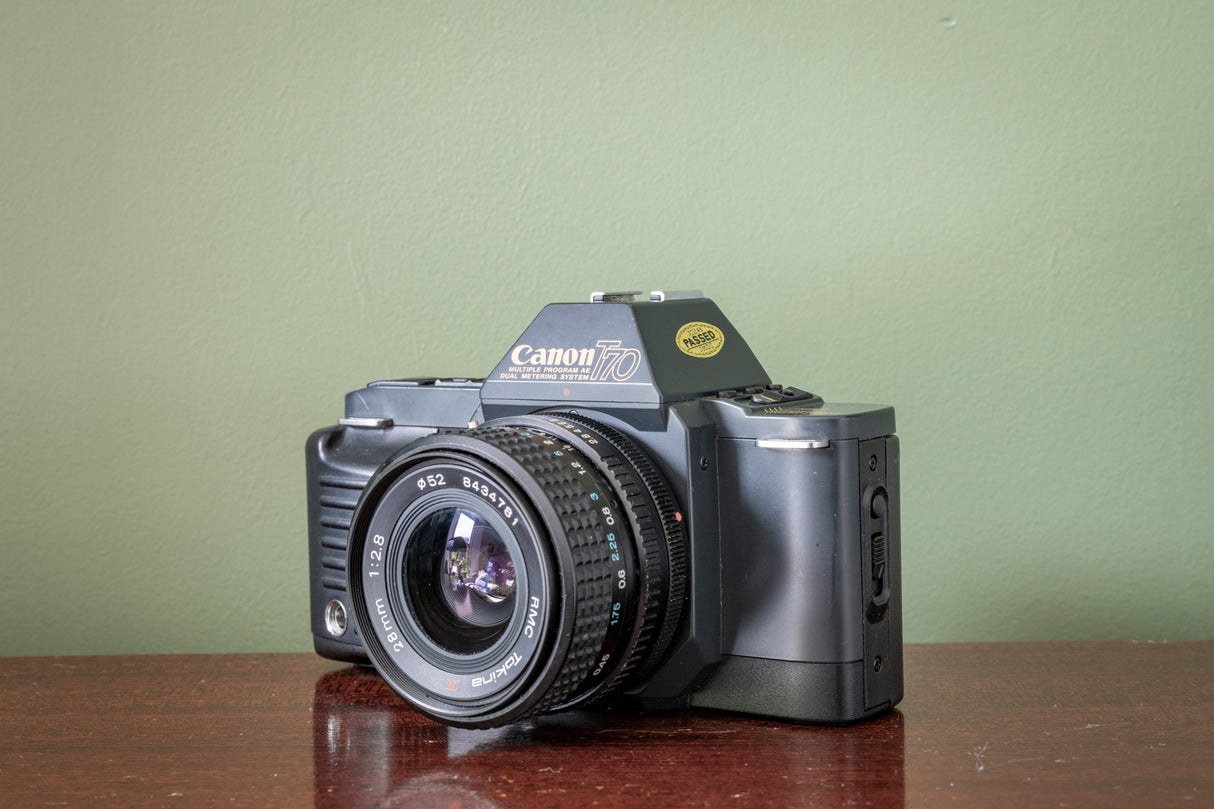 MINT 1980s Canon T70 35m SLR Film Camera BUNDLE with 2 Lenses!