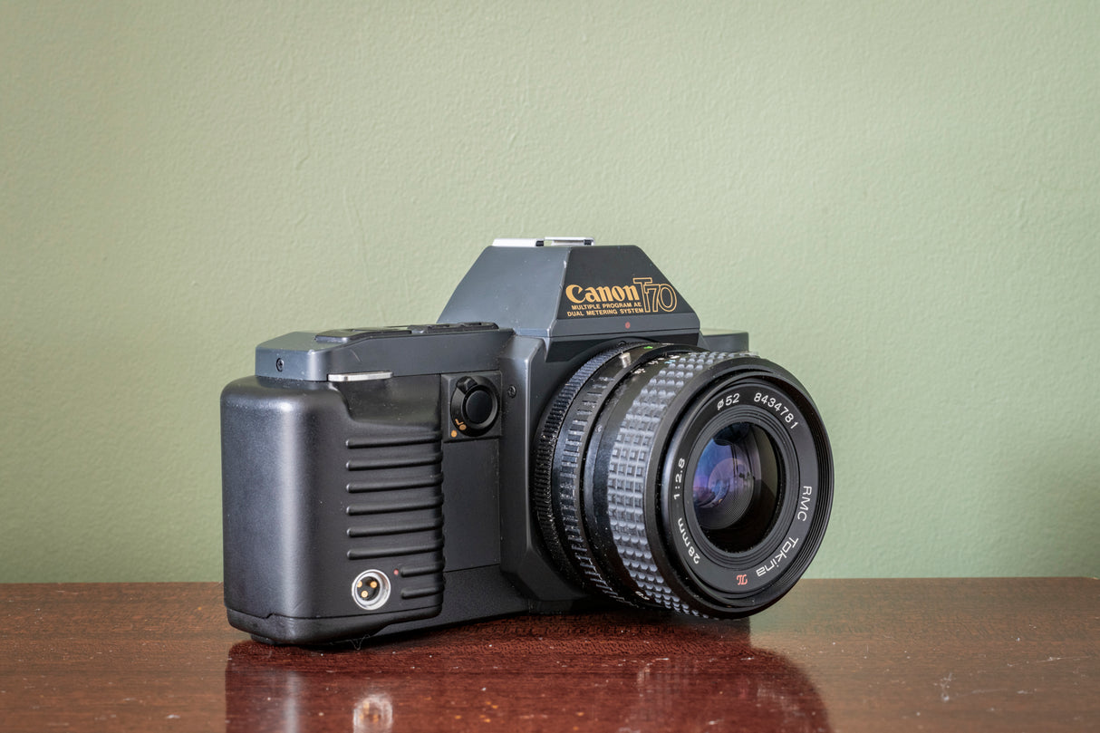 MINT 1980s Canon T70 35m SLR Film Camera BUNDLE with 2 Lenses!