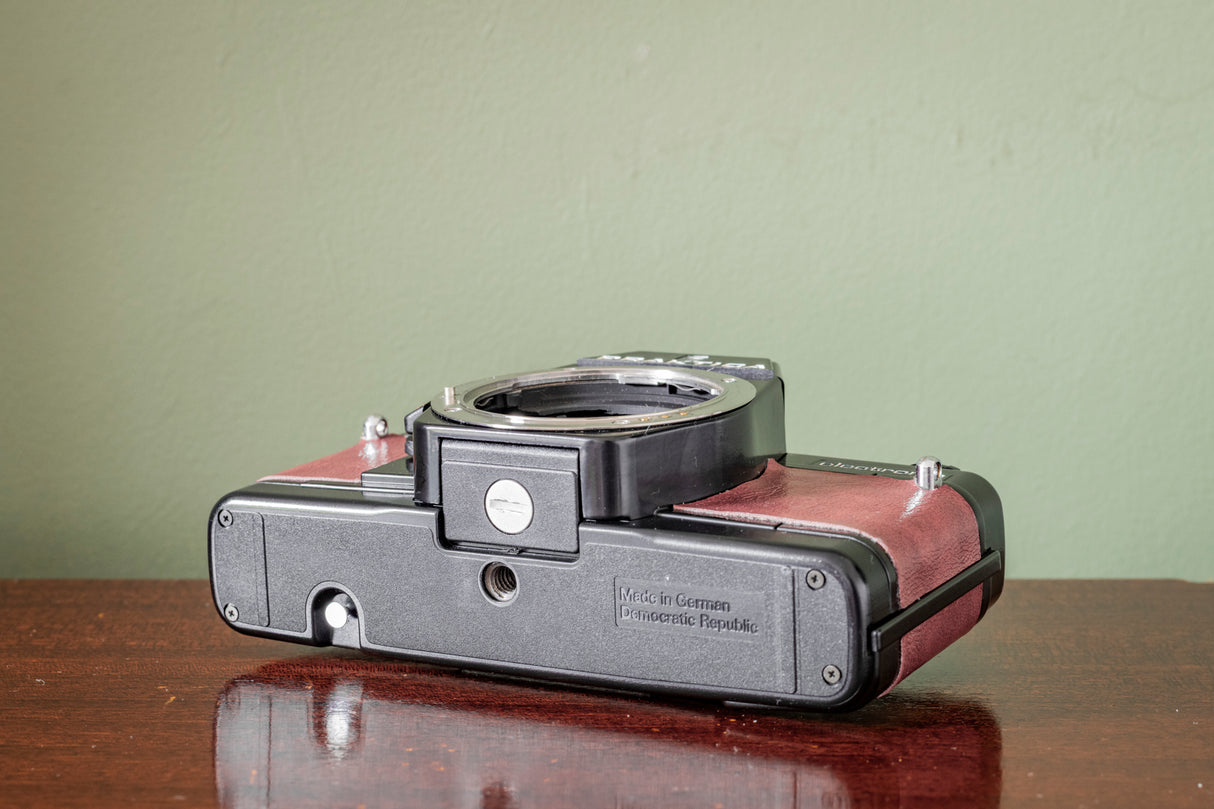 Gorgeous Praktica BMS 35mm Film Camera + Practicar 28mm F2.8 Lens ( Red Leatherette )