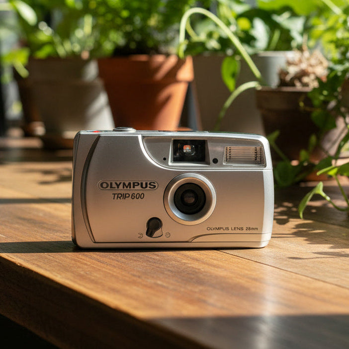 1998 Silver Olympus Trip 600 35mm Point & Shoot Film Camera
