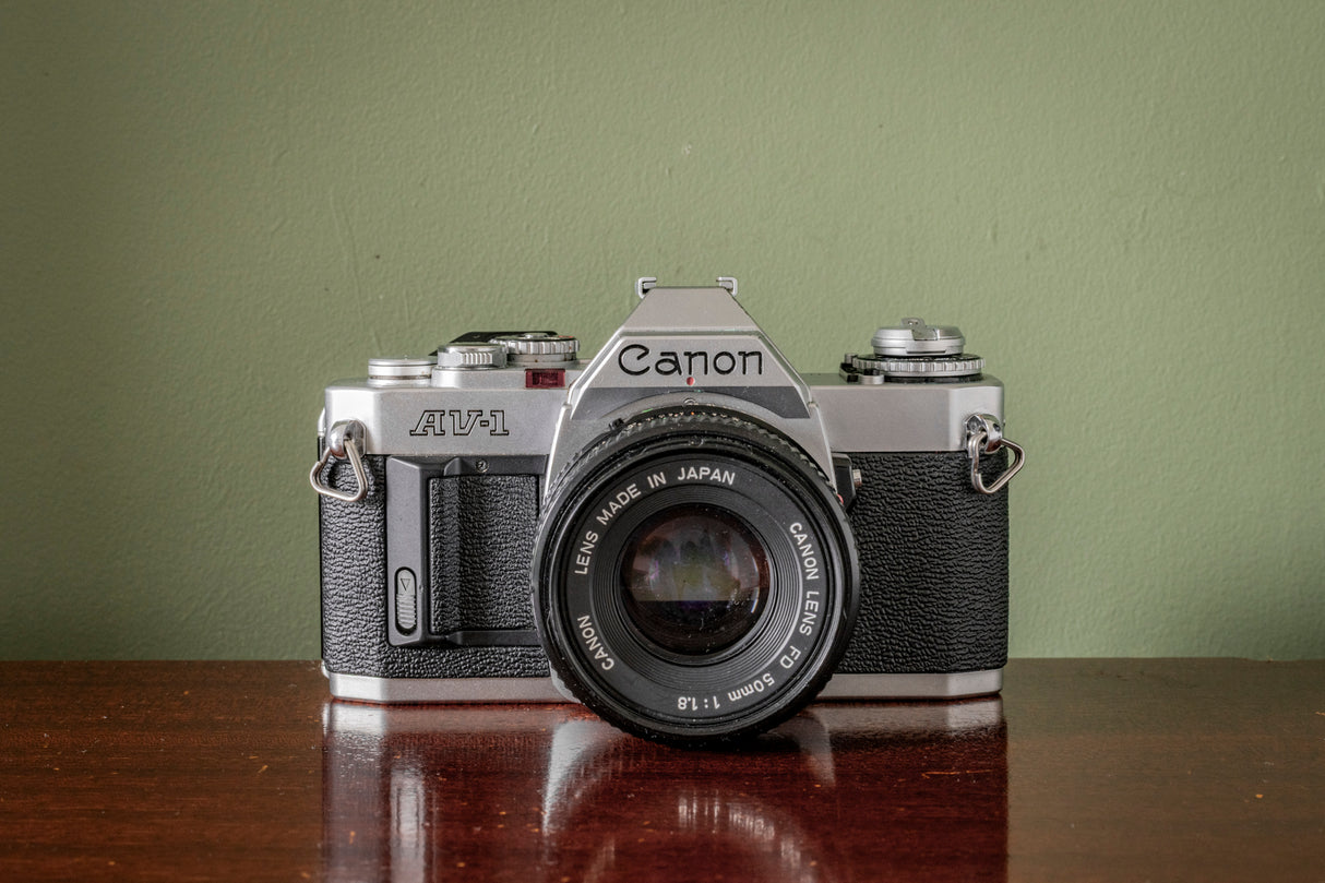 Canon AV-1 35mm SLR Film Camera + 50mm F1.8FD Canon Lens