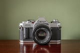 Canon AV-1 35mm SLR Film Camera + 50mm F1.8FD Canon Lens