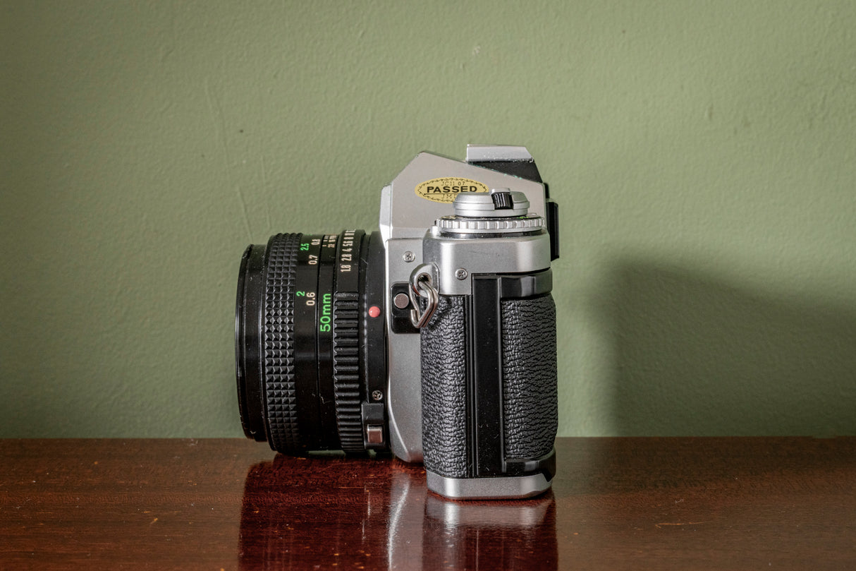 Canon AV-1 35mm SLR Film Camera + 50mm F1.8FD Canon Lens