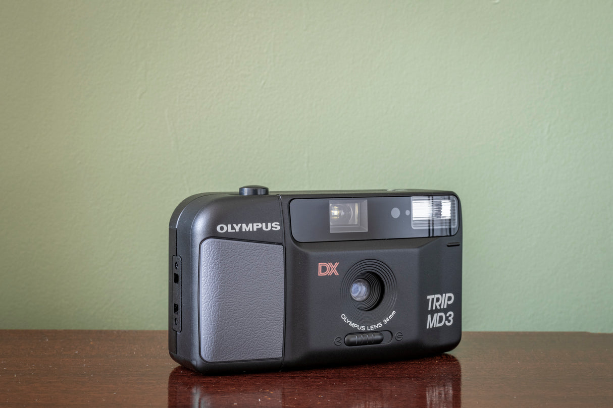 New Boxed Olympus Trip MD3 35mm Point and Shoot Film Camera - Black