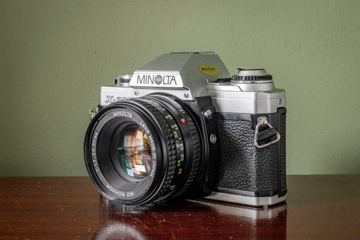 Gorgeous Minolta X-300 35mm SLR Film Camera + Minolta MD Rokker 50mm F1.7mm Lens