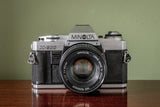 Gorgeous Minolta X-300 35mm SLR Film Camera + Minolta MD Rokker 50mm F1.7mm Lens